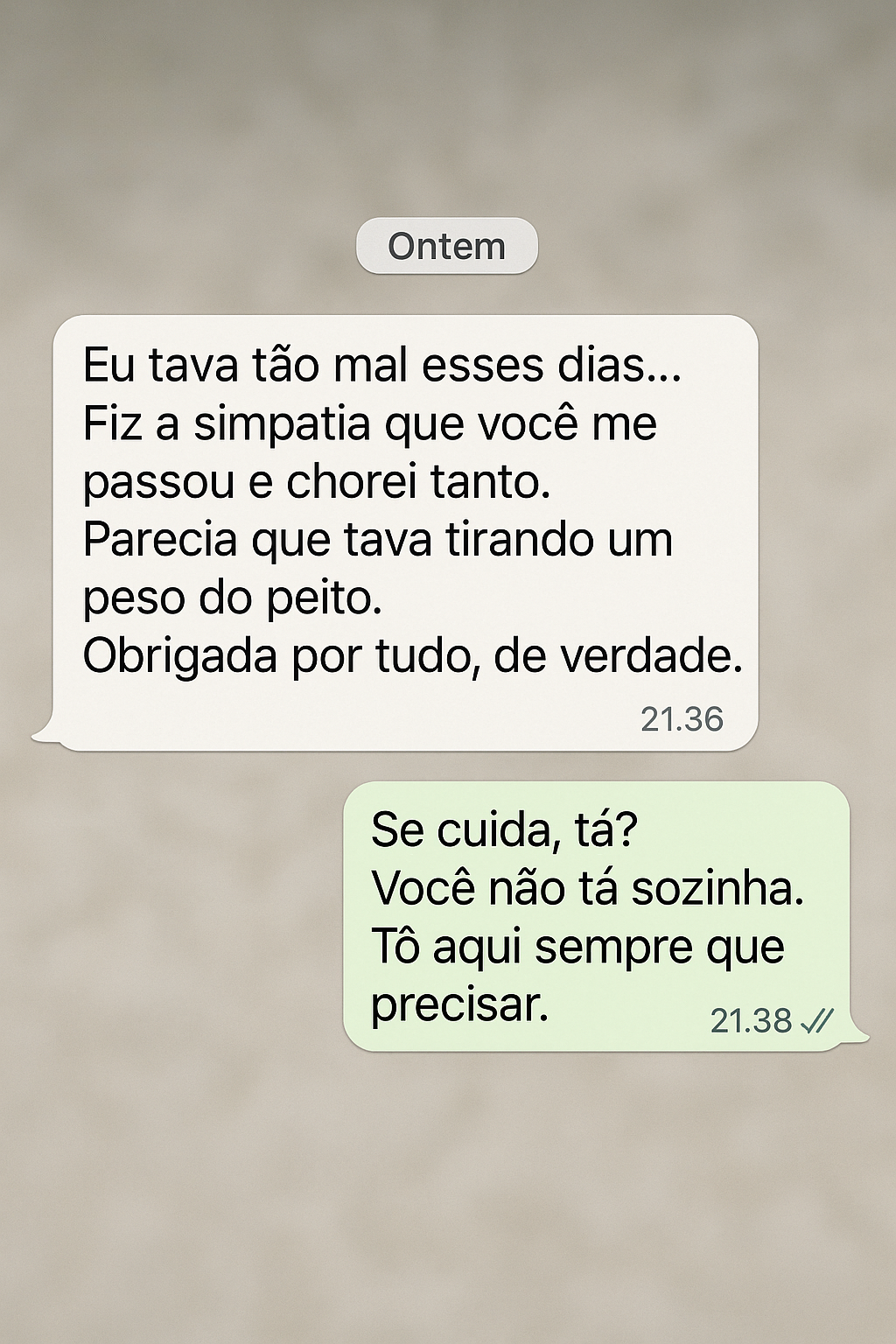 "Parecia que tava tirando um peso do peito"